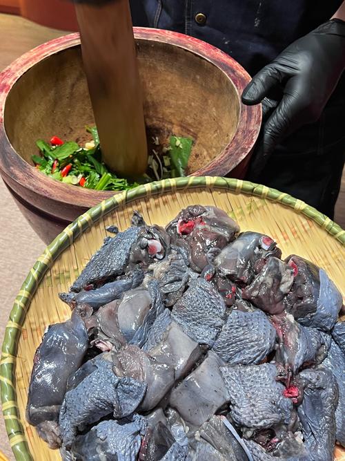 苗大姐宰殺自養(yǎng)烏雞，做正宗貴州辣子雞，卡卡炫飯吃肉肉