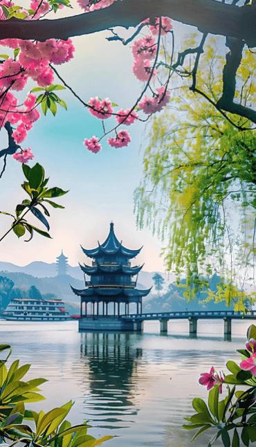 三月桃花朵朵開，絲絲縷縷醉心懷！游杭州桃花湖公園